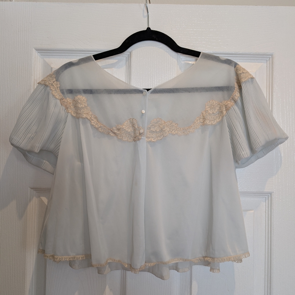 Super Cute Cottagecore Vintage Baby Blue Tule Crop Top